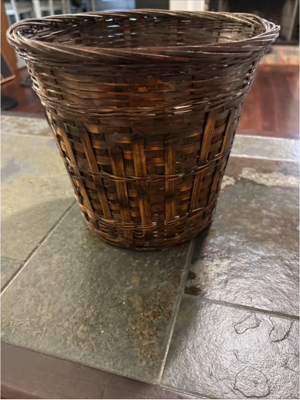 Vintage Boho Wicker Rattan Planter/waste Basket/storage Handmade